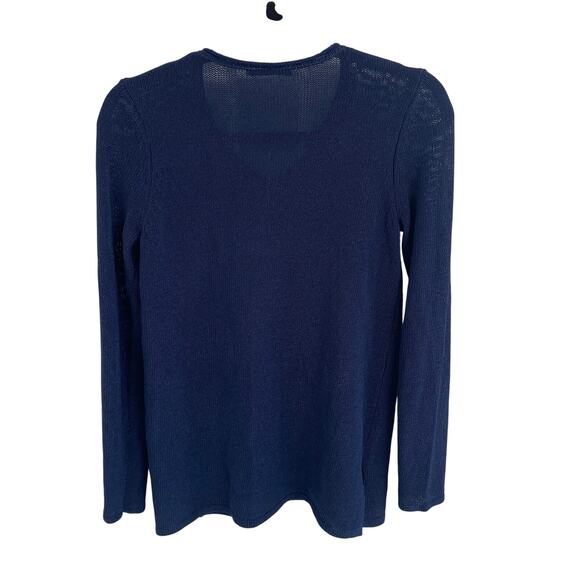 J. McLaughlin Cotton Blend Knit V Neck Navy Sweater Womens Size Small - Picture 5 of 6